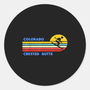 Sticker Rond Crested butte colorado ski skieur ski rétro soleil