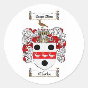 STICKER ROND CRÊTE DE FAMILLE CLARKE - MANTEAU D'ARMES CLARKE
