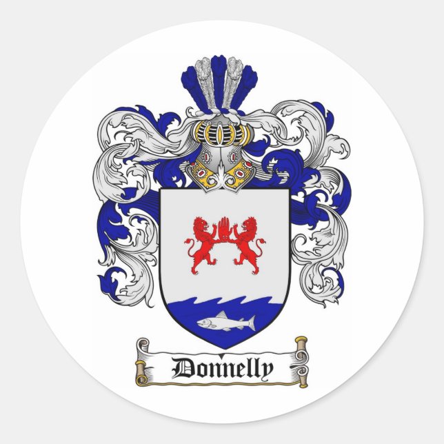 STICKER ROND CRÊTE DE FAMILLE DONNELLY - MANTEAU D'ARMES DONNEL (Devant)