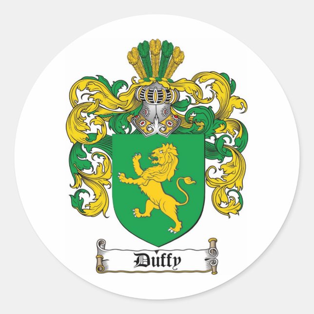 STICKER ROND CRÊTE DE FAMILLE DUFFY - MANTEAU D'ARMES DUFFY (Devant)