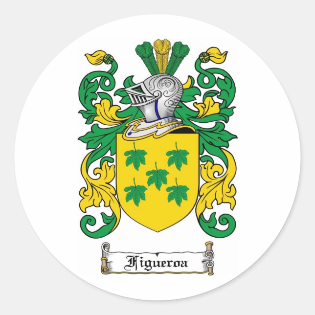 STICKER ROND CRÊTE DE FAMILLE FIGUEROA - MANTEAU D'ARMES FIGUER (Devant)