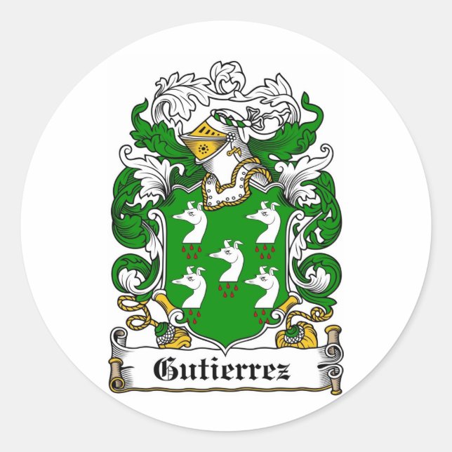 STICKER ROND CRÊTE DE FAMILLE GUTIERREZ - MANTEAU D'ARMES GUTIE (Devant)