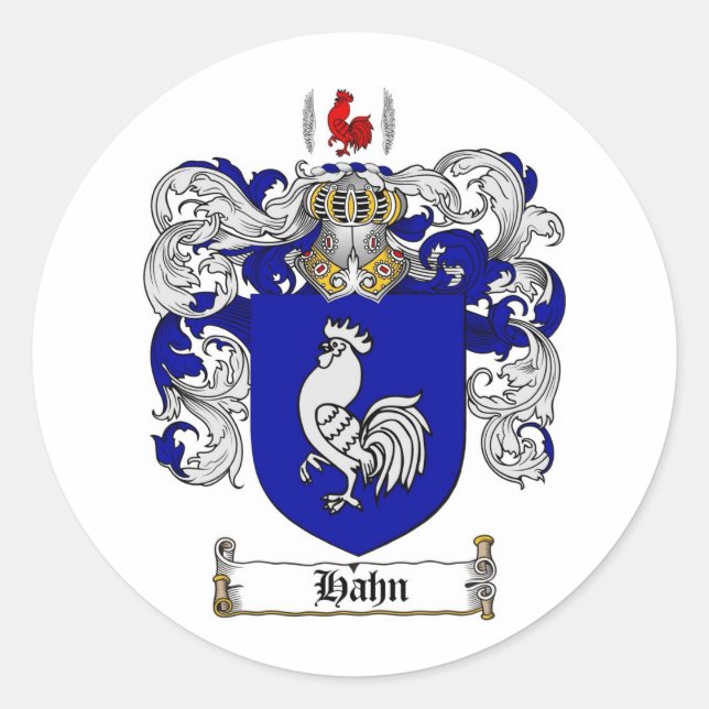STICKER ROND CRÊTE DE FAMILLE HAHN - MANTEAU D'ARMES HAHN (Devant)