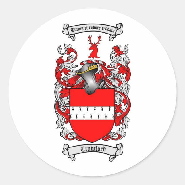 STICKER ROND CRÊTE FAMILIALE DE CRAWFORD - MANTEAU D'ARMES (Devant)