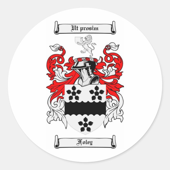 STICKER ROND CRÊTE FAMILIALE FOLEY - MANTEAU D'ARMES FOLEY (Devant)
