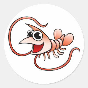 Sticker Rond Crevettes caricaturales