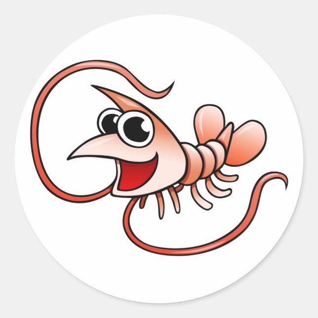 Sticker Rond Crevettes caricaturales (Devant)