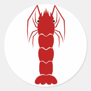 Sticker Rond Crevettes cartonnées rouges/crevettes