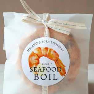 Sticker Rond Crevettes Jumbo   Fête d'anniversaire sur le thème
