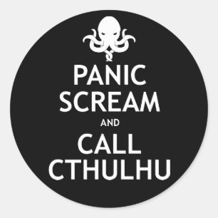 Sticker Rond Cri perçant et appel Cthulhu de panique
