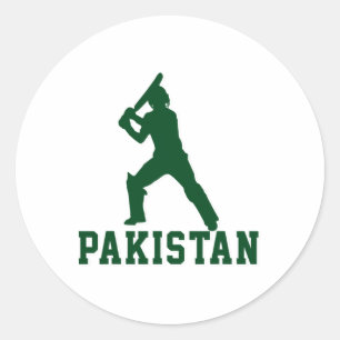 Sticker Rond Cricket Joueur de cricket Tsman Pakistan Sports Ca