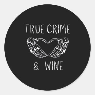 Sticker Rond Crime Et Vin Squelette Mains