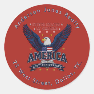 Sticker Rond Crimson Business USA Anniversaire