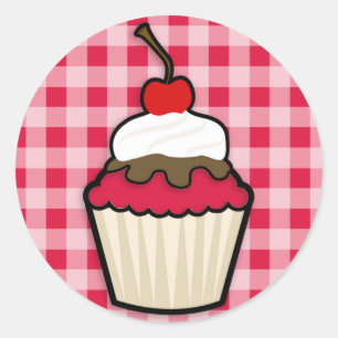 Sticker Rond Crimson Red Cupcake