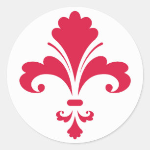 Sticker Rond Crimson Red Fleur de lis