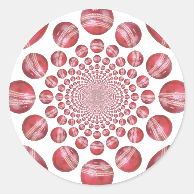 Sticker Rond Crimson Vortex : Belle Balle de Cricket Rouge (Devant)