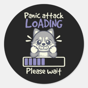 Sticker Rond Crise de panique Chargement Veuillez patienter Drô
