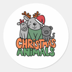 Sticker Rond Critère de Noël Amis Rassemblement festif