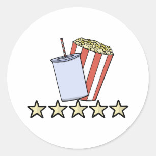 Sticker Rond Critique de film personnalisée 5 étoiles Popcorn B