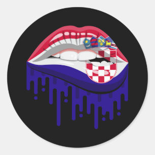 Sticker Rond Croate lèvres drapeau de la racine de fierté