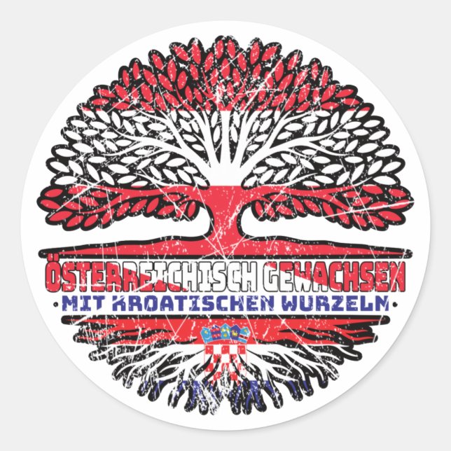 Sticker Rond Croatie Croate Autriche Arbre (Devant)