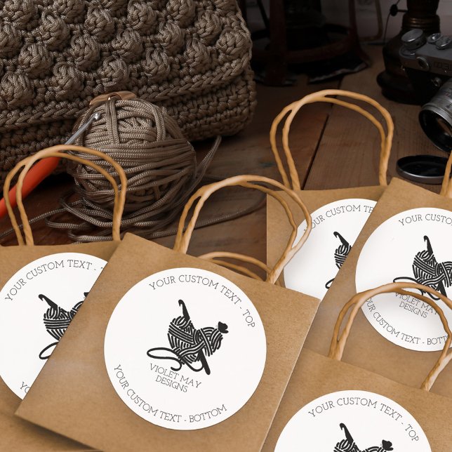 Sticker Rond Crochet crochet et fil polyvalent (Crochet themed stickers for your gifts or product packaging)