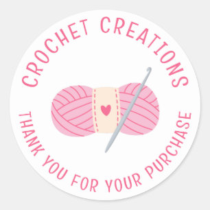 Sticker Rond Crochet Crochet Merci sur mesure Petite entreprise