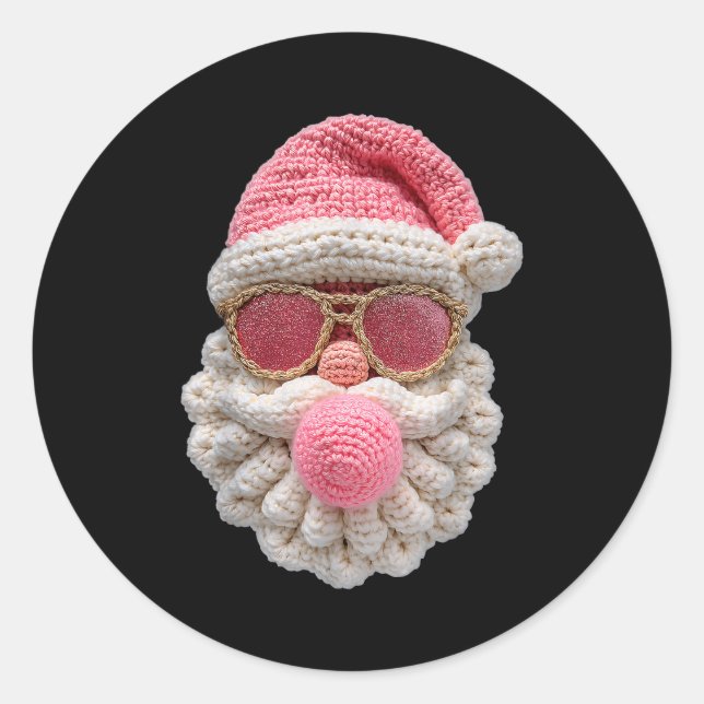 Sticker Rond Crochet Santa Blowing Bubble Gum Christmas Girly K (Devant)
