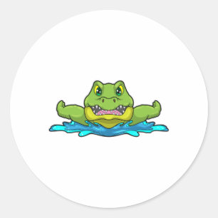 Sticker Rond Crocodile à nager dans l'eau