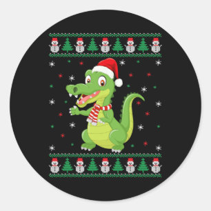 Sticker Rond Crocodile Animal Correspondant Famille Vilain Noël
