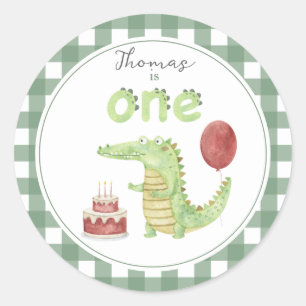 Sticker Rond Crocodile aquarelle 1er anniversaire