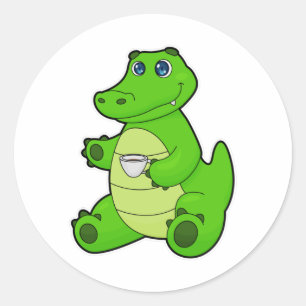 Sticker Rond Crocodile avec Coupe de Café