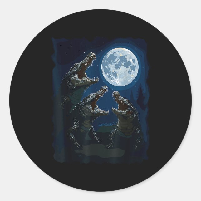 Sticker Rond Crocodile Howling At The Moon Wildlife Crocodiles  (Devant)