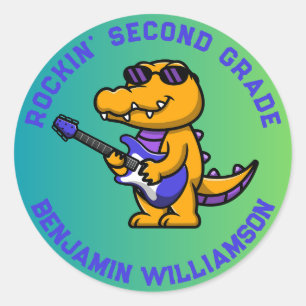 Sticker Rond Crocodile Retour À L'École Nom De L'Année Customis