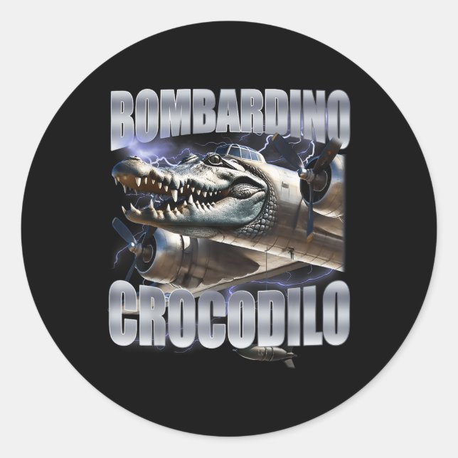 Sticker Rond Crocodilo de Bombardiro - Mème de Brainrot italien (Devant)