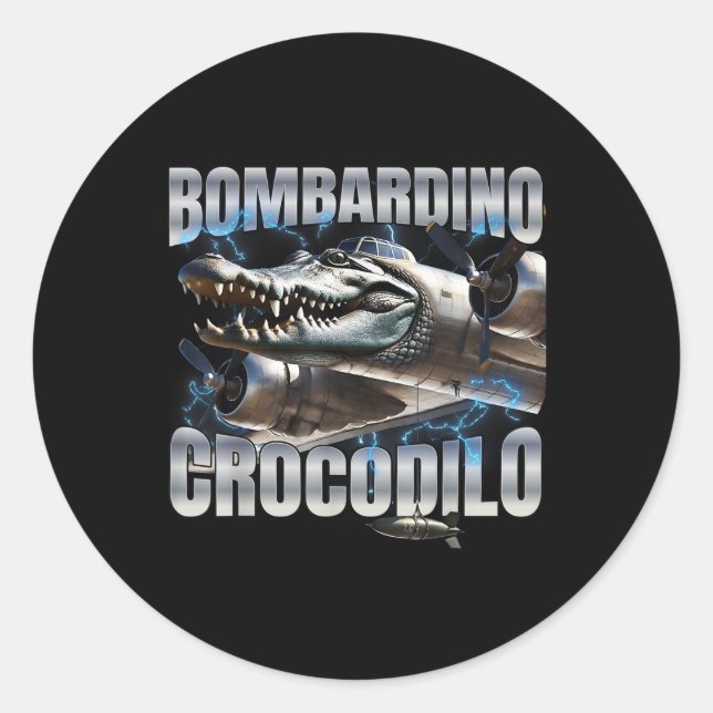 Sticker Rond Crocodilo italien Brainrot Bombardino (Devant)