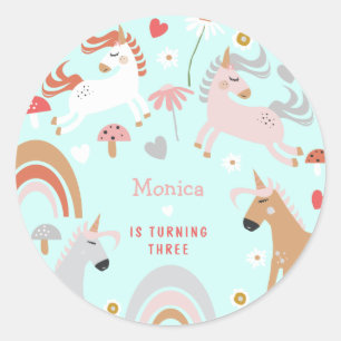 Sticker Rond Croire en anniversaire de enfant de licorne magiqu