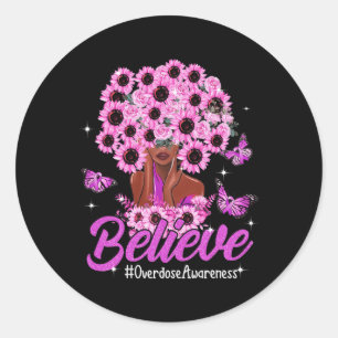Sticker Rond Croire Femmes Noires Tournesol Cheveux Overdose Pr