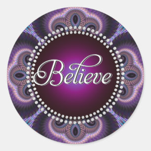 Sticker Rond Croire : Inspirer : Fractales violettes Cercle cro