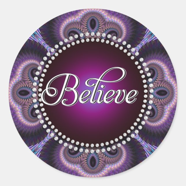 Sticker Rond Croire : Inspirer : Fractales violettes Cercle cro (Devant)