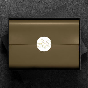 Sticker Rond Croire le script Sepia Gold Snowflake Flourdir