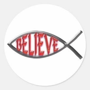 Sticker Rond Croire Poisson-Rouge