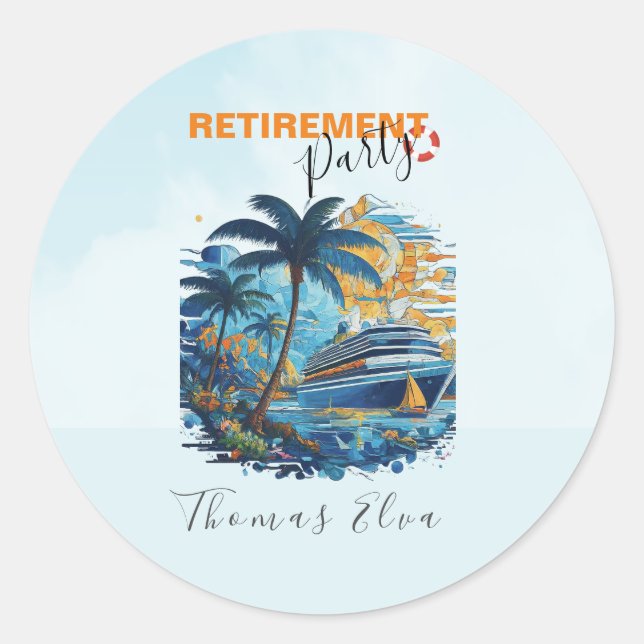 Sticker Rond Croisière à la retraite, Croisière (Devant)