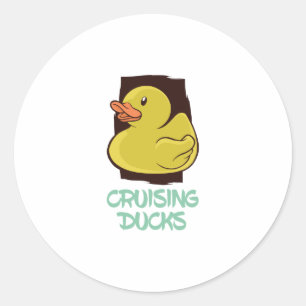 Sticker Rond Croisière Canards Voyage amusant