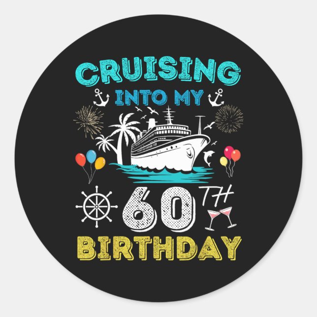 Sticker Rond Croisière Dans Mon 60e anniversaire Croisière 60 A (Devant)