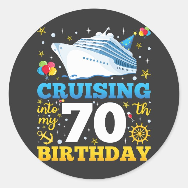 Sticker Rond Croisière Dans Mon 70 Anniversaire (Devant)