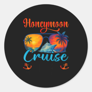 Sticker Rond Croisière de lune de miel 2026 Tout juste mariés
