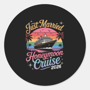 Sticker Rond Croisière de lune de miel Cute juste mariés 2026 j