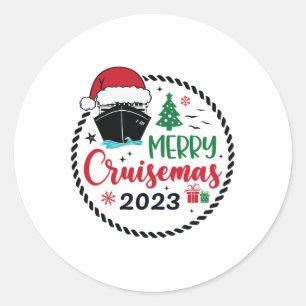 Sticker Rond Croisière de Noël en famille 2023 Merry Cruisemas 