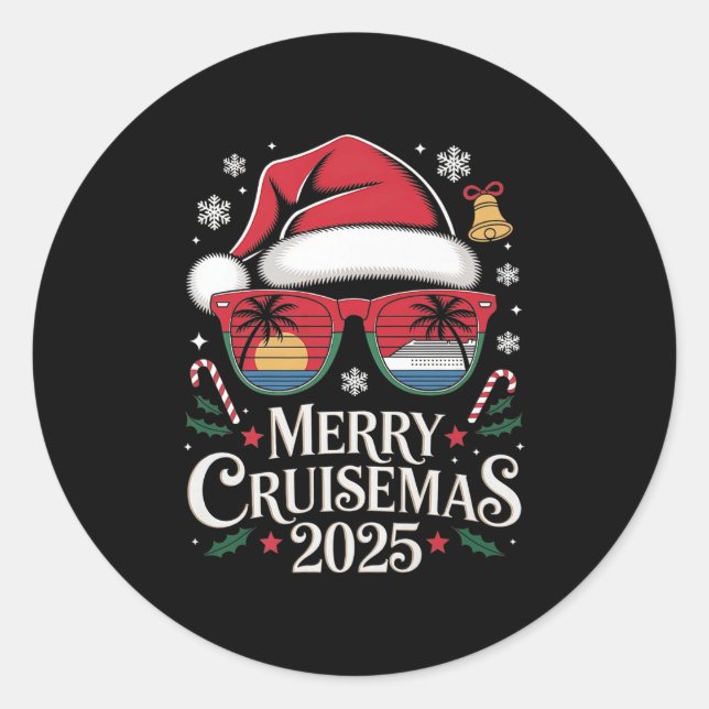 Sticker Rond Croisière de Noël en famille 2025 Merry Cruisemas  (Devant)